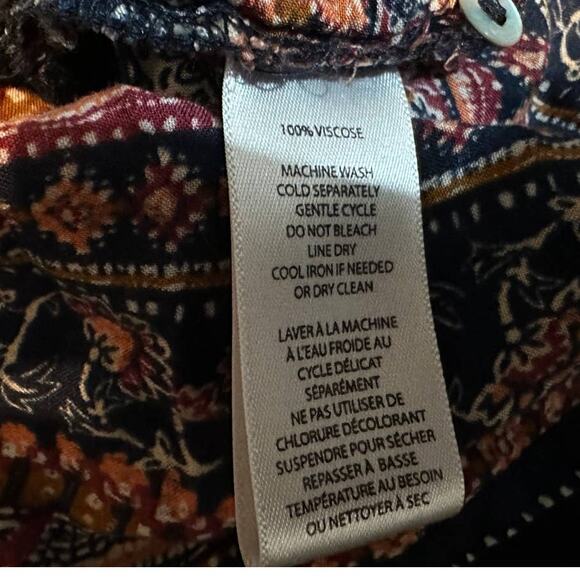 BLL beachlunchlounge XS Blue Print Bell Sleeve Peasant Blouse Viscose - Picture 4 of 7